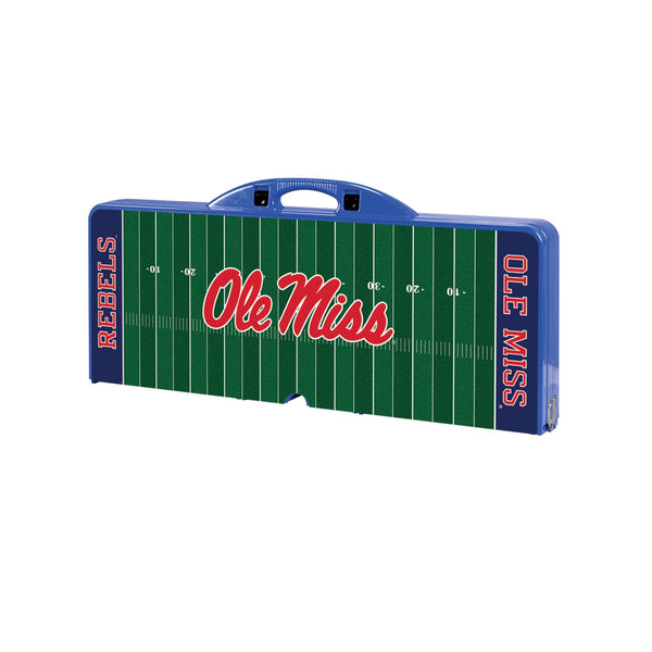 Ole Miss Rebels - Football Field - Picnic Table Portable Folding Table with Seats, (Royal Blue)