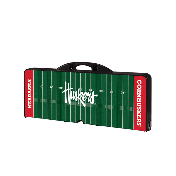 Nebraska Cornhuskers - Football Field - Picnic Table Portable Folding Table with Seats, (Black)