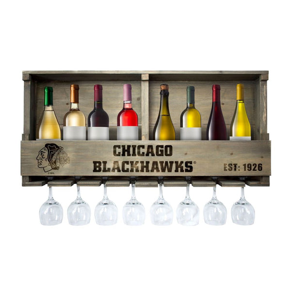 Chicago Blackhawks Reclaimed Wood Bar Shelf