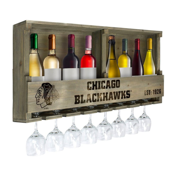 Chicago Blackhawks Reclaimed Wood Bar Shelf