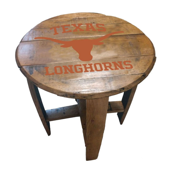 Texas Longhorns Oak Barrel Side Table