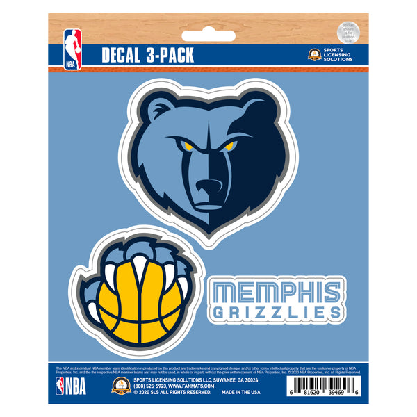 NBA - Memphis Grizzlies Decal 3-pk