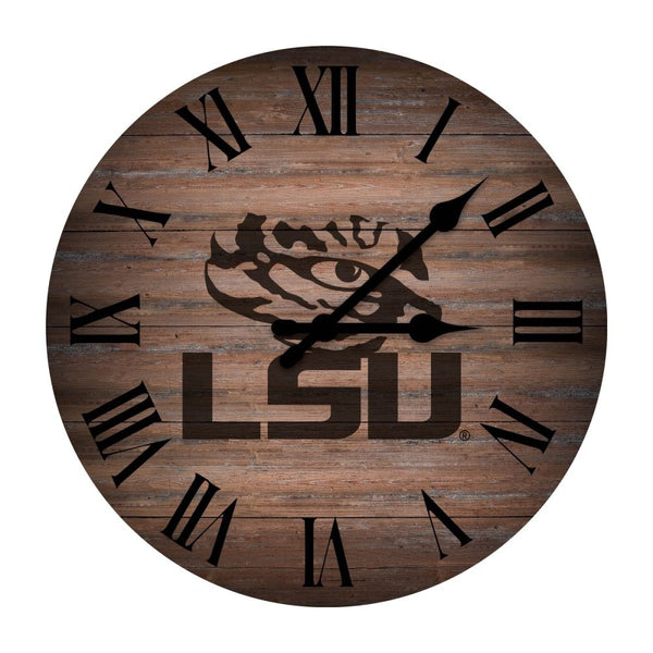 LSU Tigers Rustic 16 inch Clock