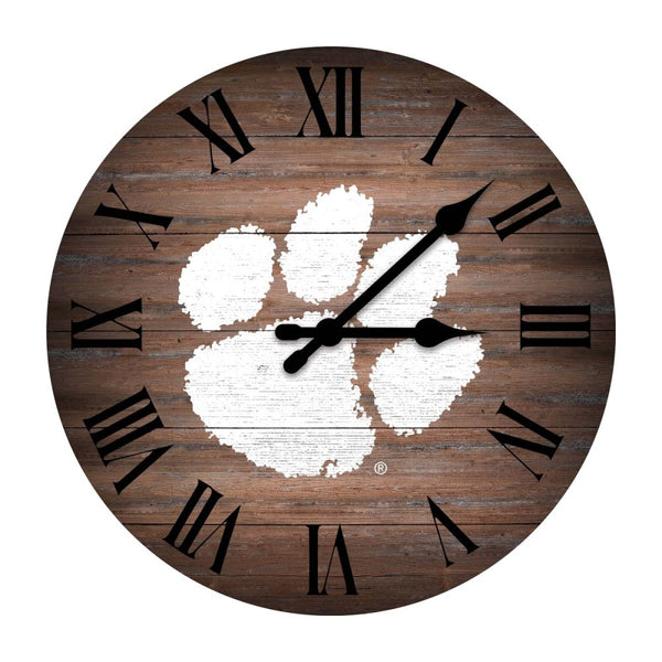Clemson Tigers Rustic 16 inch Clock
