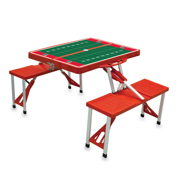 Kansas Jayhawks - Football Field - Picnic Table Portable Folding Table with Seats, (Red)