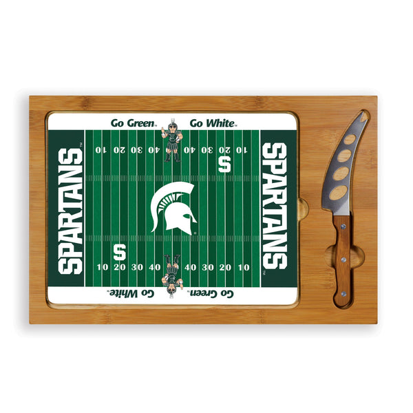MICHIGAN STATE SPARTANS - ICON GLASS TOP CUTTING BOARD & KNIFE SET