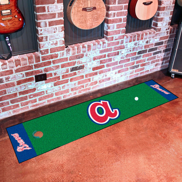 MLBCC - Atlanta Braves Putting Green Mat with A Logo