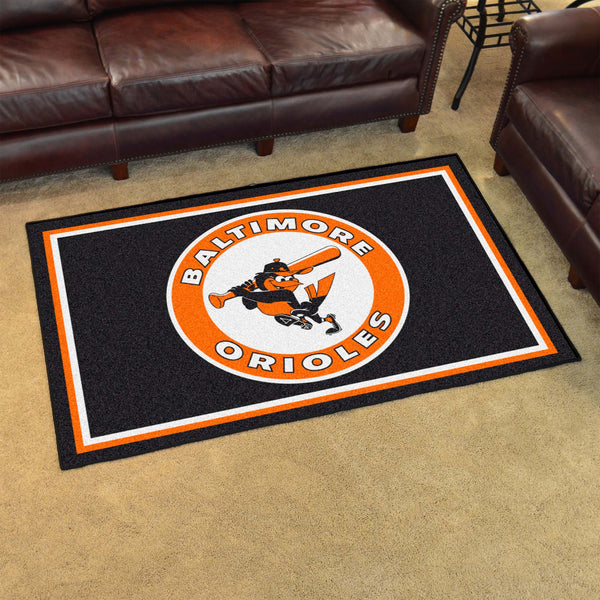 MLBCC - Baltimore Orioles 4x6 Rug with Mascot Symbol Logo