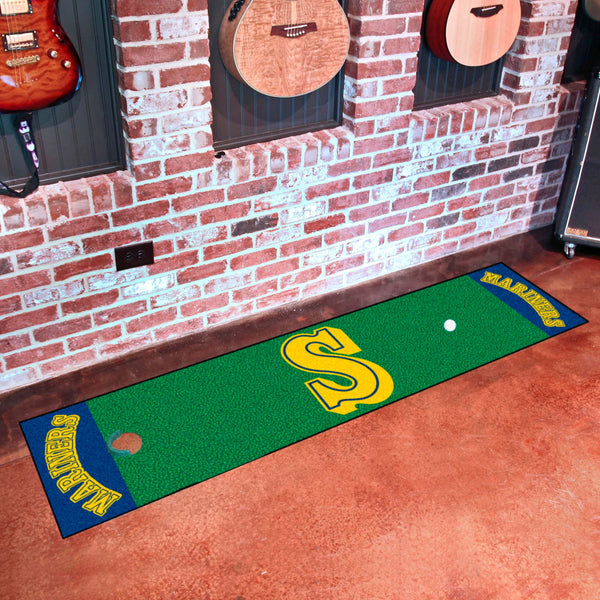 MLBCC - Seattle Mariners  Putting Green Mat with S Logo