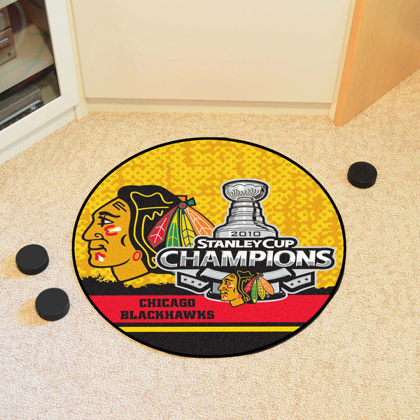 NHL - Chicago Blackhawks Puck Mat with 2010 Stanley Cup Champions Logo