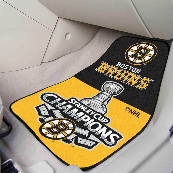 NHL - Boston Bruins 2-pc Carpet Car Mat Set with 2011 Stanley Cup Champions Logo