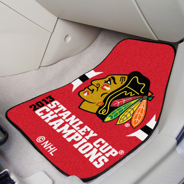 NHL - Chicago Blackhawks 2-pc Carpet Car Mat Set with 2013 Stanley Cup Champions Logo