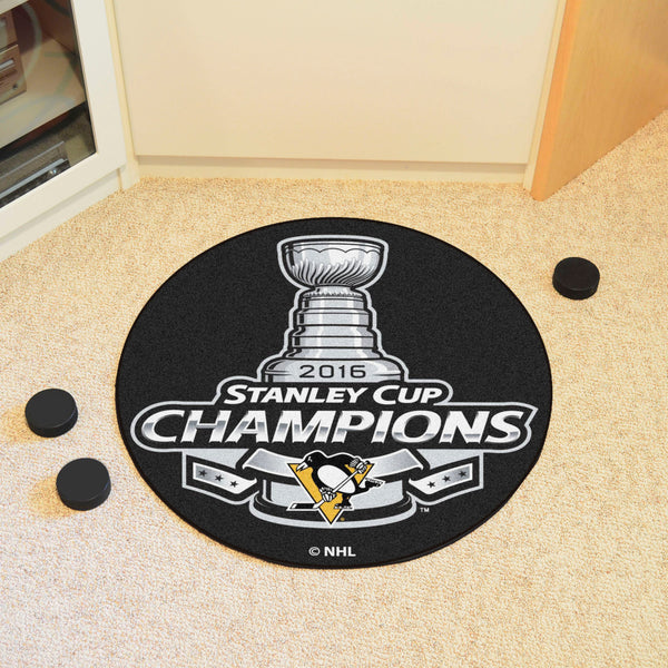 NHL - Pittsburgh Penguins Puck Mat with 2016 Stanley Cup Champions Logo