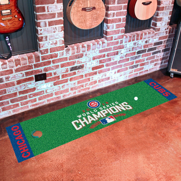 MLB - Chicago Cubs Putting Green Mat with World Series Champions 2016 UBS Logo & Name