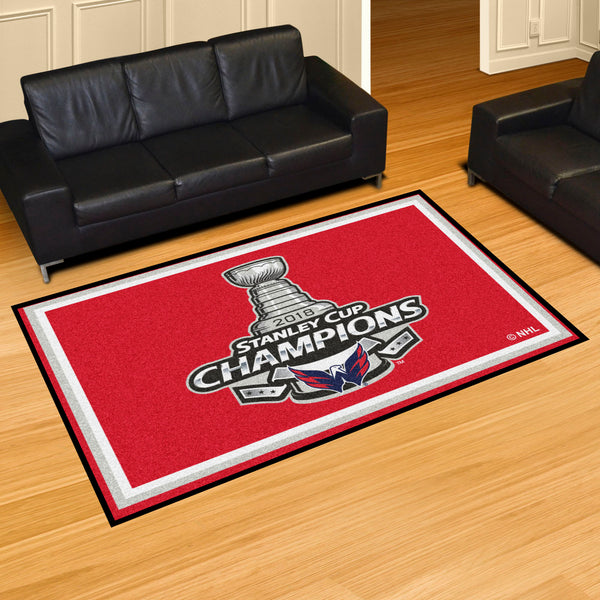 NHL - Washington Capitals 5x8 Rug with 2018 Stanley Cup Champions Logo