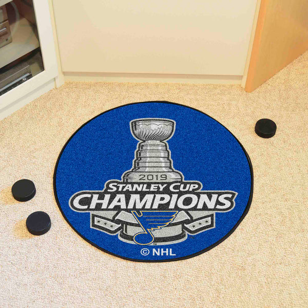 NHL - St. Louis Blues Puck Mat with 2019 Stanley Cup Champions Logo