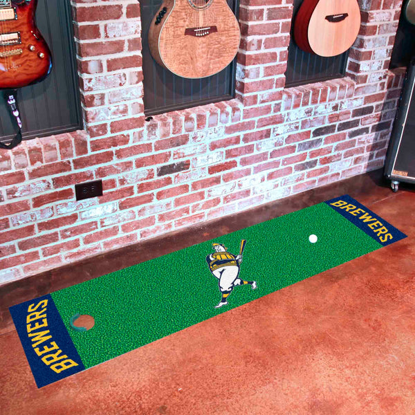 MLB - Milwaukee Brewers Putting Green Mat with MB Mascot Logo