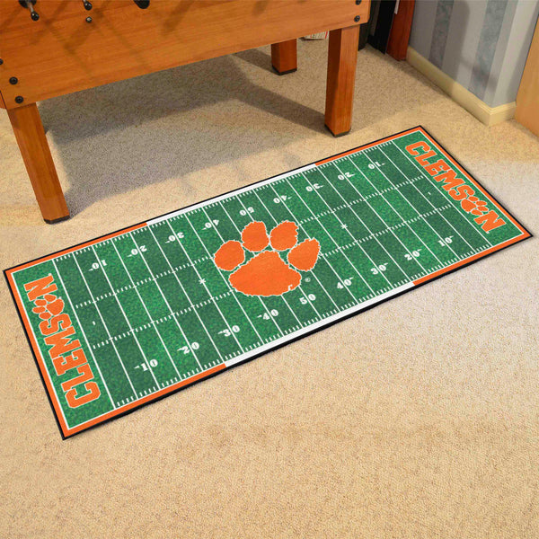 Clemson University Football Field Runner with CU Paw and Name Logo