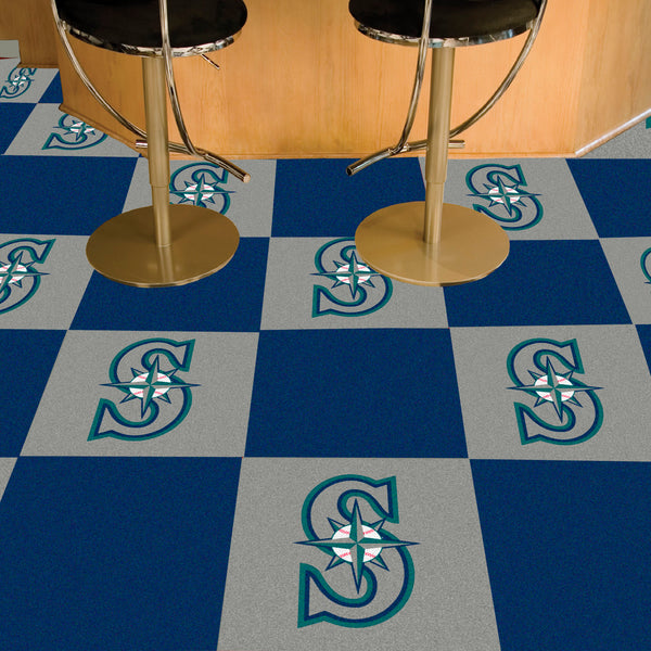 MLB - Seattle Mariners Team Carpet Tiles with Symbol Logo