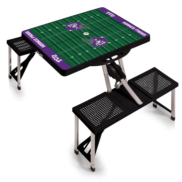FOOTBALL FIELD - TCU HORNED FROGS - PICNIC TABLE PORTABLE FOLDING TABLE WITH SEATS