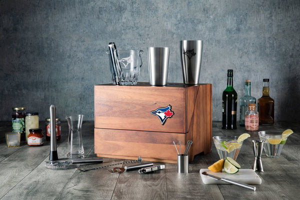 TORONTO BLUE JAYS - MADISON ACACIA TABLETOP BAR SET
