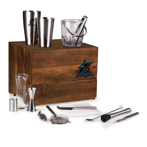 MIAMI MARLINS - MADISON ACACIA TABLETOP BAR SET