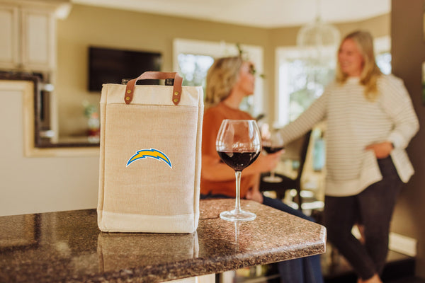 LOS ANGELES CHARGERS - PINOT JUTE 2 BOTTLE INSULATED WINE BAG