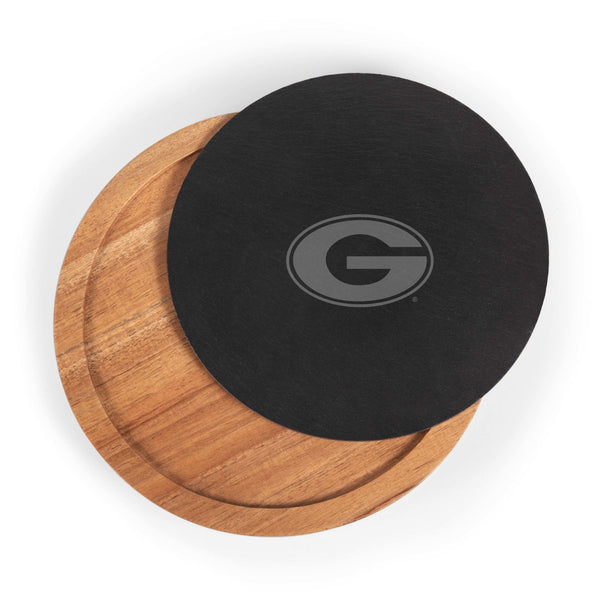 GEORGIA BULLDOGS - INSIGNIA ACACIA AND SLATE SERVING BOARD WITH CHEESE TOOLS