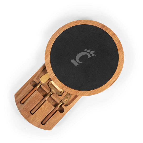 CINCINNATI BEARCATS - INSIGNIA ACACIA AND SLATE SERVING BOARD WITH CHEESE TOOLS
